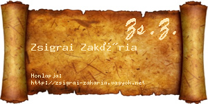 Zsigrai Zakária névjegykártya
